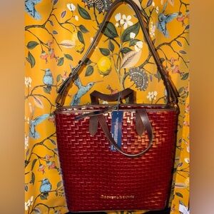 New Dooney and Bourke Woven Lilliana Bordeaux Shoulder Bag